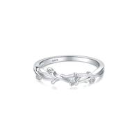 Aotiwe Verlobungsring Silber Damen, Ringe Frauen Kleine Finger Edelstein In Zweigfassung mit Rundschliff Weiß Zirkonia 925 Silber, 49 (15.6), 925 Silber, Zirconia