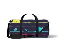 Aotmany Borsone sportivo da palestra per yoga, danza, borsa da viaggio per il weekend, borsa da viaggio colorata con gatto dei cartoni animati, borsa a tracolla per allenamento per donne e uomini,