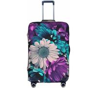 Aotmany Copertura per bagagli da viaggio con fiori viola e foglia di tè, adatta per bagagli da 45-81 cm, protezione elastica per valigie con cerniera nascosta, approvata TSA, Come nella foto, M