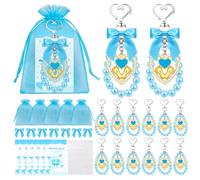 Aotoer 20Set Baby Shower Bomboniere per Ragazzo Blue Footprint Portachiavi Regali per È un Ragazzo Decorazioni Forniture per il Partito