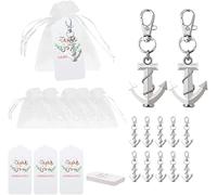 Aotoer 50 portachiavi a forma di ancora per bomboniere, bomboniere per ospiti, ornamento a forma di ancora, regali con sacchetti regalo con coulisse ed etichette di ringraziamento per decorazioni a