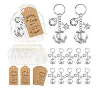 Aotoer 50 Set di Bomboniere Nautiche per Feste - Souvenir Creativo con Timone, Sacchetti di Organza con Cordoncino, Etichette per Bomboniere Nautiche