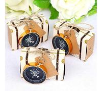Aotoer - Scatole per bomboniere, 50 pezzi, con etichette, spago di iuta e bussola, per feste a tema e decorazioni nuziali