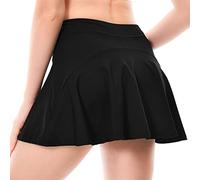 AoToZan Donna Gonna Tennis con Pantaloncino e Tasca, 2 in 1 Plissettata Elastica Sportiva Mini Skirt Allenamento Corsa Yoga Golf Gonna Corta (Nero,XL)