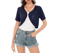 Aottori Bolero Donna Elegante Coprispalle Manica Corta Cardigan Estivo Corto Bolerino Lavorato a Maglia Casual Giacca Leggero per Matrimonio Cerimonia Blu Navy XXL