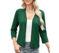Aottori Bolero Donna Elegante Maniche a 3/4 Coprispalle Lavorato a Maglia Cardigan Corto Open Front Giacca Casual con Scollo a V Matrimonio Verde Scuro XL