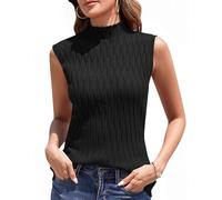 Aottori Canotta Donna Elegante Canottiera a Colletto Rialzato Maglione Senza Maniche Basic Lupetto Elasticizzato Dolcevita Sottile Comoda Autunno Invernale Nero M