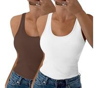 Aottori Canotta Donna Girocollo Costine Slim Fit Estiva Pacco da 2 | Canottiera Elegante, Basic Top, Cotone, Elasticizzato, Sottogiacca Senza Maniche, Smanicata Sexy