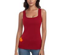 Aottori Canotta Termiche Donna Senza Maniche Canottiera Scollo Quadrato Elegante Sottogiacca Intimo Termico Traspirante Elasticizzato Basic Top Rosso XS
