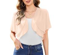 Aottori Coprispalle Donna Chiffon Bolero Elegante Maniche Corte Cardigan Corto Estivo Bolerino Leggero Shrug Aperto Primavera per Cerimonia Festiva Albicocca L