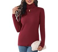 Aottori Maglione Collo Alto Donna Dolcevita Maglia Invernale Lupetto Manica Lunga Pullover Elegante Maglieria Autunno Classico Casual Vino Rosso L