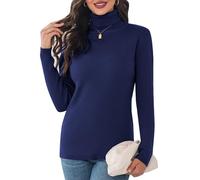 Aottori Maglione Collo Alto Donna Dolcevita Maglia Invernale Lupetto Manica Lunga Pullover Elegante Maglieria Autunno Classico Casual Blu Navy S