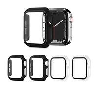 AOTUAO 4 Pezzi Cover Compatibile con Apple Watch SE 3 2 1 6 5 4 40mm con Vetro Temperato, iWatch Case Protettore Schermo e Protettiva Custodia per Apple Watch SE 3 2 1 6 5 4 40mm 2 Nero+2 Trasparente