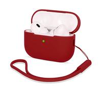 AOTUAO Compatibile con AirPods Pro 2 Custodia Case Cover, Case Protettiva Antiurto Antiscivolo in Silicone per AirPods Pro 2 Seconda Generazione 2022 Custodia con Silicone Lanyard, Burgundy