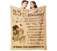Aotximlat Regali di nozze per il 25° anniversario per coppia, coperta per il 25° anniversario d'argento, miglior 25° anniversario per marito, moglie, genitori, regalo per 25 anni di matrimonio,