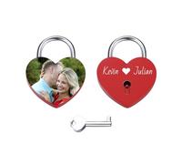 AOTXOXTOA Blocco d'amore personalizzato a cuore Incisione Foto Immagine Amante Alluminio Memoriale Nome Anniversario San Valentino Ponte Lucchetto Lui e Lei Regalo
