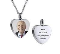 AOTXOXTOA Immagine Personalizzata Ciondolo Urna Cuore Ceneri Collana Birthstone Foto per Donne Uomini Acciaio Inox Ala d'Angelo Memorial Image Keepsake Portachiavi Kit di Riempimento Imbuto