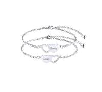 AOTXOXTOA Personalizzato 2-3 Pezzi Bracciali Cuore Incisione Miglior Bracciale Amicizia Set Acciaio Inox Nomi Personalizzati per Sorelle BFF Donne Compleanno Matrimonio Damigella d'Onore Regali