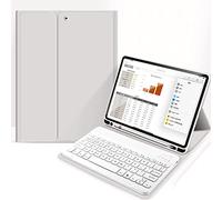 aoub Custodia per iPad 6a/5a generazione 9,7", iPad Air 2, iPad Air, supporto a libro rimovibile wireless Bluetooth copertura tastiera cover morbida TPU posteriore con portamatite per iPad 9,7