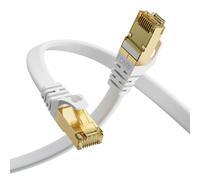 Aouensly Cavo Ethernet Cat 7 1M-2 Pezzi, Cavo Internet di Rete LAN Gigabit RJ45 ad Alta Velocità Piatto Leggero Stabile 10Gbps 600Mhz, Compatibile con Switch Router Modem Smart TV PC Laptop(Bianco)