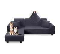 AOUHMN Copridivani con Penisola Destra/Sinistra, Copridivano 1-5 Posti Elasticizzato Impermeabile Antigraffio Gatto Universale Lavabile Rimovibile, Per Mobili Per Divano a L,Grigio,180×230cm