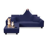 AOUHMN Copridivani con Penisola Destra/Sinistra, Copridivano 1-5 Posti Elasticizzato Impermeabile Antigraffio Gatto Universale Lavabile Rimovibile, Per Mobili Per Divano a L,Blu scuro,140×180cm