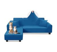 AOUHMN Copridivani con Penisola Destra/Sinistra, Copridivano 1-5 Posti Elasticizzato Impermeabile Antigraffio Gatto Universale Lavabile Rimovibile, Per Mobili Per Divano a L,Blu,230×300cm