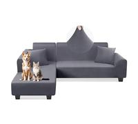 AOUHMN Copridivani con Penisola Destra/Sinistra, Copridivano 1-5 Posti Elasticizzato Impermeabile Antigraffio Gatto Universale Lavabile Rimovibile, Per Mobili Per Divano a L,Grigio 1,140×180cm