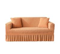 AOUHMN Copridivano 1/2/3/4 posti, Copridivano con Gonna a Volant, Lavabile Spandex Fodera Divano Protettiva per Bambino Gatti Cani, Divano Antiscivolo Sofa Protettore,Arancia,L