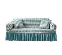 AOUHMN Copridivano 1/2/3/4 posti, Copridivano con Gonna a Volant, Lavabile Spandex Fodera Divano Protettiva per Bambino Gatti Cani, Divano Antiscivolo Sofa Protettore,Blu,XL