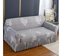 AOUHMN Copridivano 1-4 Posti Elasticizzato, Copridivano Moda con Volant e Braccioli, Copridivano Antigraffio Gatto Impermeabile Universale e Lavabile Protezione Sofa e Penisola,Style 26,235×300cm