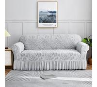 AOUHMN Copridivano con Gonna a Volant 2-3 Posti, Copridivano Antigraffio Gatto e Antimacchia, Elasticizzato Copripoltrona con Braccioli, Protezione per Mobili per Divano Pieghevole,Bianco,M