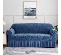 AOUHMN Copridivano con Gonna a Volant 2-3 Posti, Copridivano Antigraffio Gatto e Antimacchia, Elasticizzato Copripoltrona con Braccioli, Protezione per Mobili per Divano Pieghevole,Blu,S