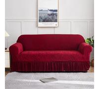 AOUHMN Copridivano con Gonna a Volant 2-3 Posti, Copridivano Antigraffio Gatto e Antimacchia, Elasticizzato Copripoltrona con Braccioli, Protezione per Mobili per Divano Pieghevole,Rosso,S