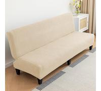 AOUHMN Copridivano Senza Braccioli 2-4 Posti, Copridivano Senza Braccioli Impermeabile Elasticizzata Universale Pieghevole Lavabile Rimovibile Estraibile, Per Mobili Per Divano,Colore beige,L