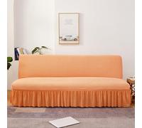 AOUHMN Copridivano Senza Braccioli, Copridivano 1/2/3/4 posti, Fodera per Futon A Tinta Unita, Copridivano con Gonna a Volant, Copridivano Senza Braccioli Elasticizzato Universale,Arancione,Medium
