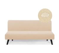 AOUHMN Copridivano Senza Braccioli, Copridivano 2-3 Posti Elasticizzato Impermeabile Universale Spandex Cotone Antigraffio Gatto e Lavabile Protezione per Mobili per Divano Pieghevole,Beige,160×190cm