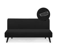 AOUHMN Copridivano Senza Braccioli, Copridivano 2-3 Posti Elasticizzato Impermeabile Universale Spandex Cotone Antigraffio Gatto e Lavabile Protezione per Mobili per Divano Pieghevole,Nero,160×190cm
