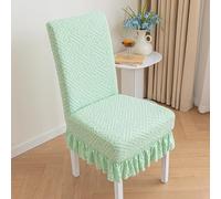 AOUHMN Coprisedia Elasticizzati con Schienale, Coprisedia 1/2/4/6 Pezzi con Volant Elegante, Lavabile per Sedie da Pranzo e Cucina, Salotto, Hotel, Ufficio, Fodere Coprisedia per Sala,Verde,6 PCS