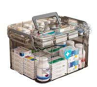 AouiSton Scatola per medicinali, porta medicin casa a Doppio Strato, medicine box con scomparti e manici, scatola porta medicine per Casa e Viaggi, 31x23x18.5 cm