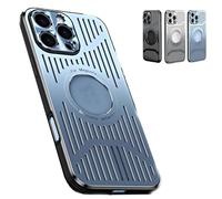 Aoukp Curranet Metal Heat Dissipation Breathable Case for iPhone,The Metal Hollowed-Out Cooling Case Is Suitable for iphone (14plus,Blue)