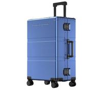 Aoun Trolley Bagaglio A Mano Rigido In Lega Di Alluminio Magnesio Con Tasca Frontale, Valigia Trolley Rigido Con Ruote E Lucchetto, Valigia Da Stiva In Tutto Metallo Per Uomo Donna (Blu, 61CM-68L)