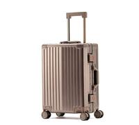 Aoun Trolley - Valigia per bagaglio a mano rigida, tutto in alluminio, con ruote girevoli, custodia rigida in tutto il metallo, trolley, trolley con cerniera per donna uomo, oro, 73CM-114L, Moderno