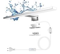 Aourow Lampada Specchio Bagno 5W, 300mm 500lm Luce LED Con Interruttore a Filo, Bianco Neutro 4000k, Resistente all'acqua IP44 Per Armadietto a Specchio