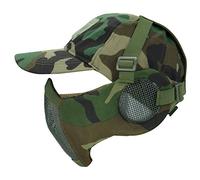 AOUTACC Maschera in rete Airsoft con protezione uditiva e berretto regolabile nel set per CS/caccia/paintball/tiro WL