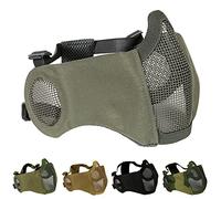 AOUTACC Maschera pieghevole per softair, maschera a mezzo viso in rete con protezione per le orecchie, per giochi di guerra Cs, pistola BB, caccia, paintball (grigio)