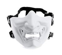 AOUTACC Maschere protettive per softair, mostro demoniaco, kabuki, samurai, Hannya Anni, per feste in maschera, feste, Halloween, giochi di guerra Cs (cinturino regolabile bianco)