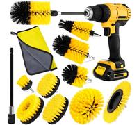 AOUVT 11 Pezzi Spazzola per Trapano, Spazzola per la Pulizia del Trapano Elettrico, Spazzola per la Pulizia Delle Ruote, Set Spazzole per Pulizia adatto per Cucina, Auto, Bagno, Piastrelle, Bicchiere
