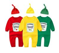 AOUYOA Baby Gemelli Baby Body Yummz Ketchup Mustard Senape Regali Bambino Nascita Divertente Abbigliamento per Bambini, Tuta da ketchup, 0-3 Mesi