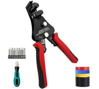 AOUZEA Pinza Spelafili Automatica Professionale 3 in 1, Metallici di Alta Qualità Spelafili Elettricista per Spelatura, Taglio e Crimpatura, Pinza Spelacavi Con Cacciavite e 6 Nastro Adesivo